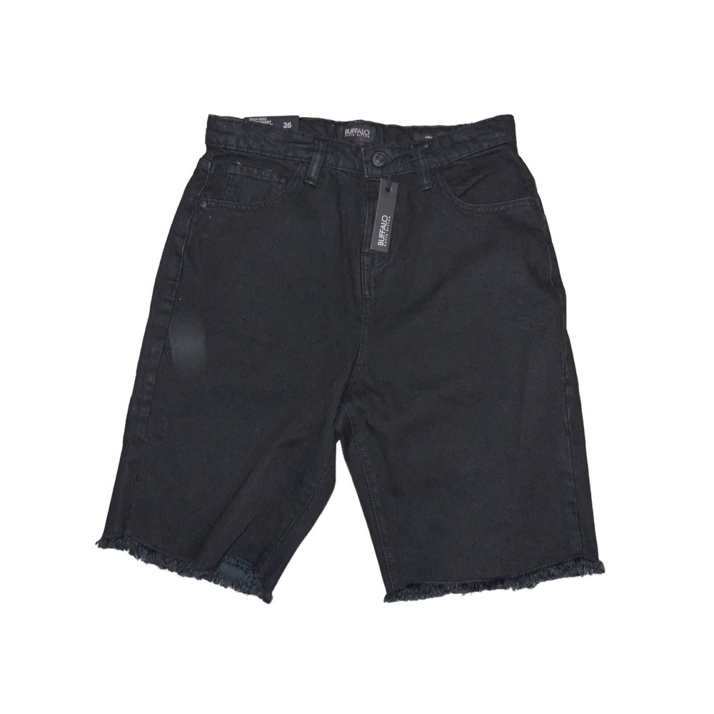 Buffalo David Bitton Womens Size 26 Lulu High Rise Black Denim Mom Shorts NWT